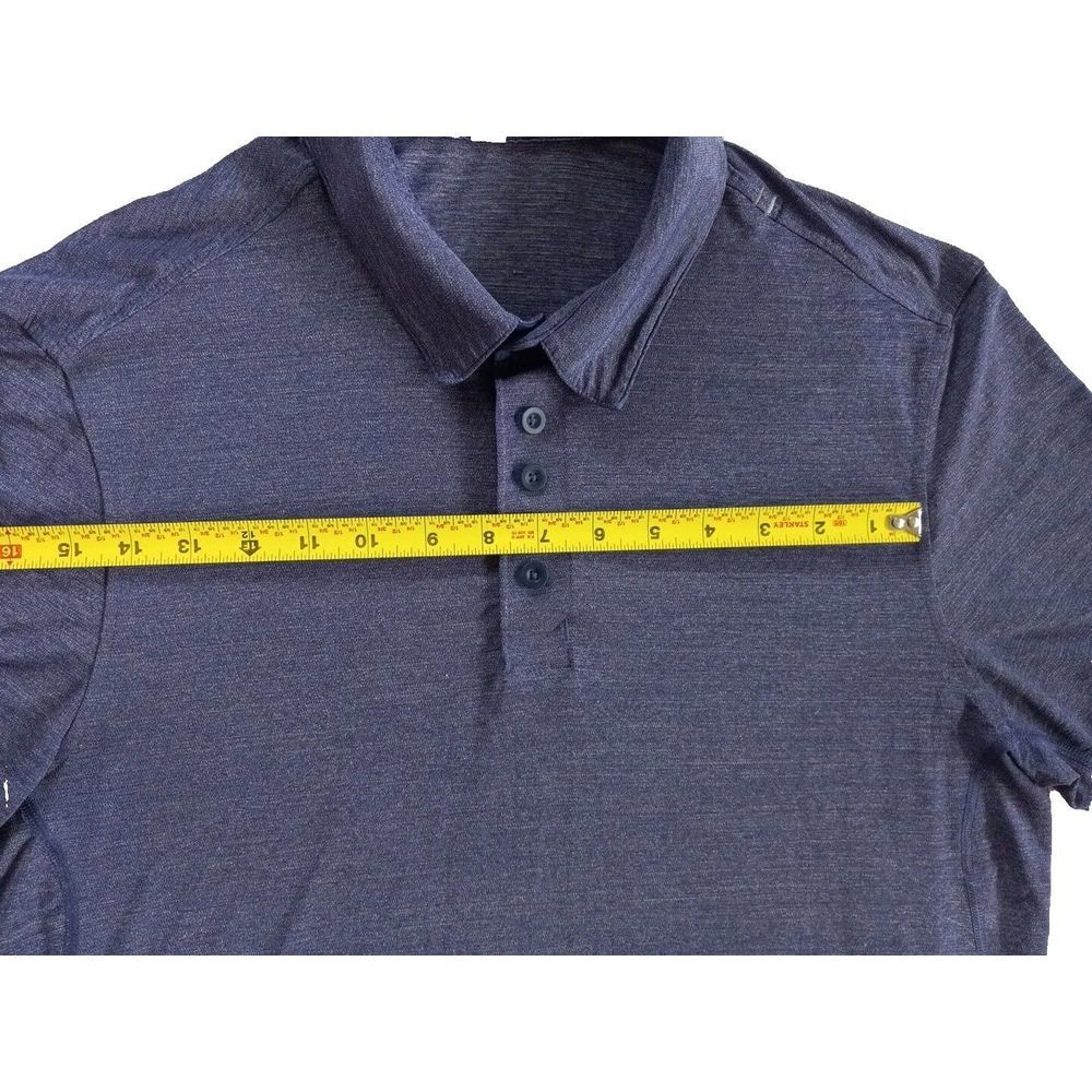 Lululemon Men's Short Sleeve Active Buttons Up Polo XL‎ Batik Dark Bright Blue - Picture 8 of 12